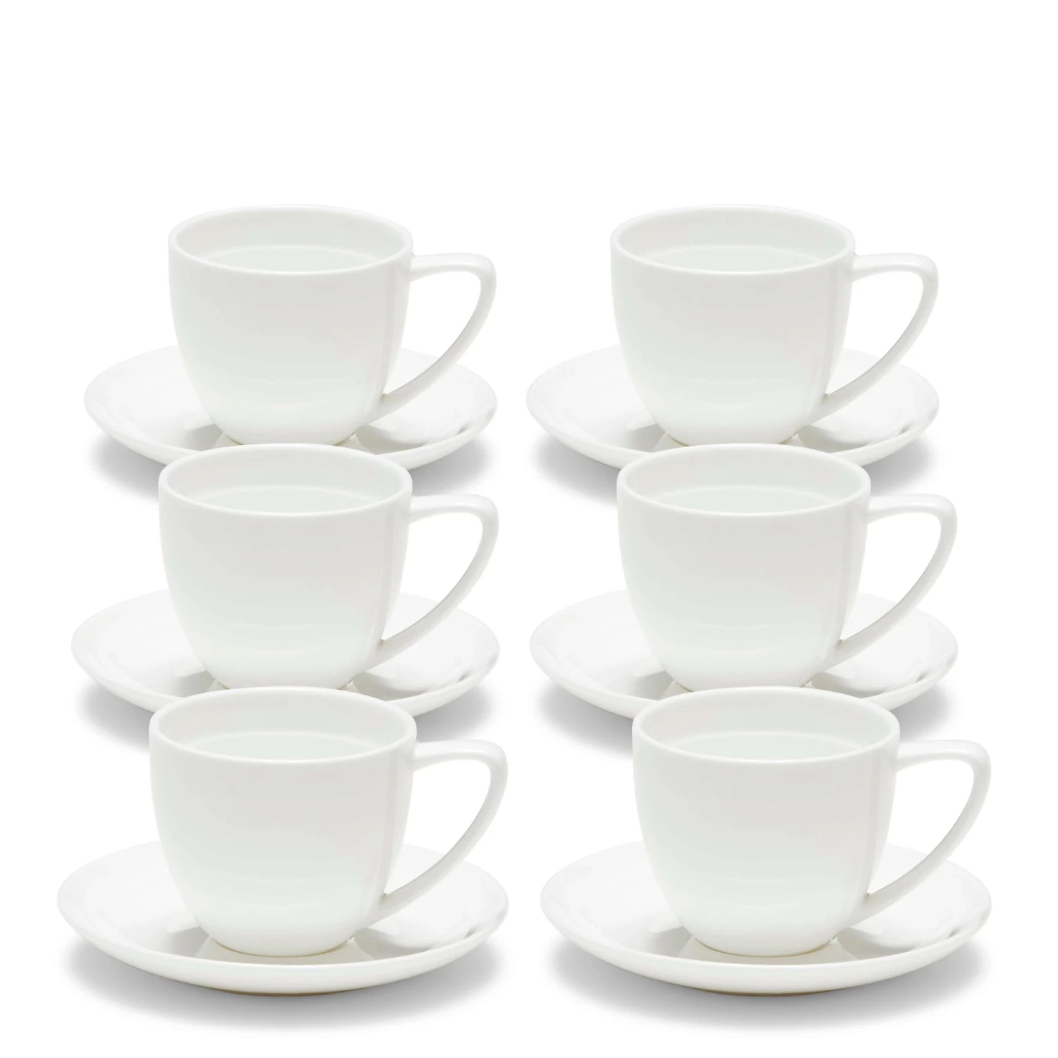 Edge Espresso Cups & Saucers 100mL - Set Of 6 - White 1 Edge Espresso Cups & Saucers 100mL - Set Of 6 - White