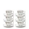 Marble Tea Cups & Saucers 220mL - Set Of 6 - White
