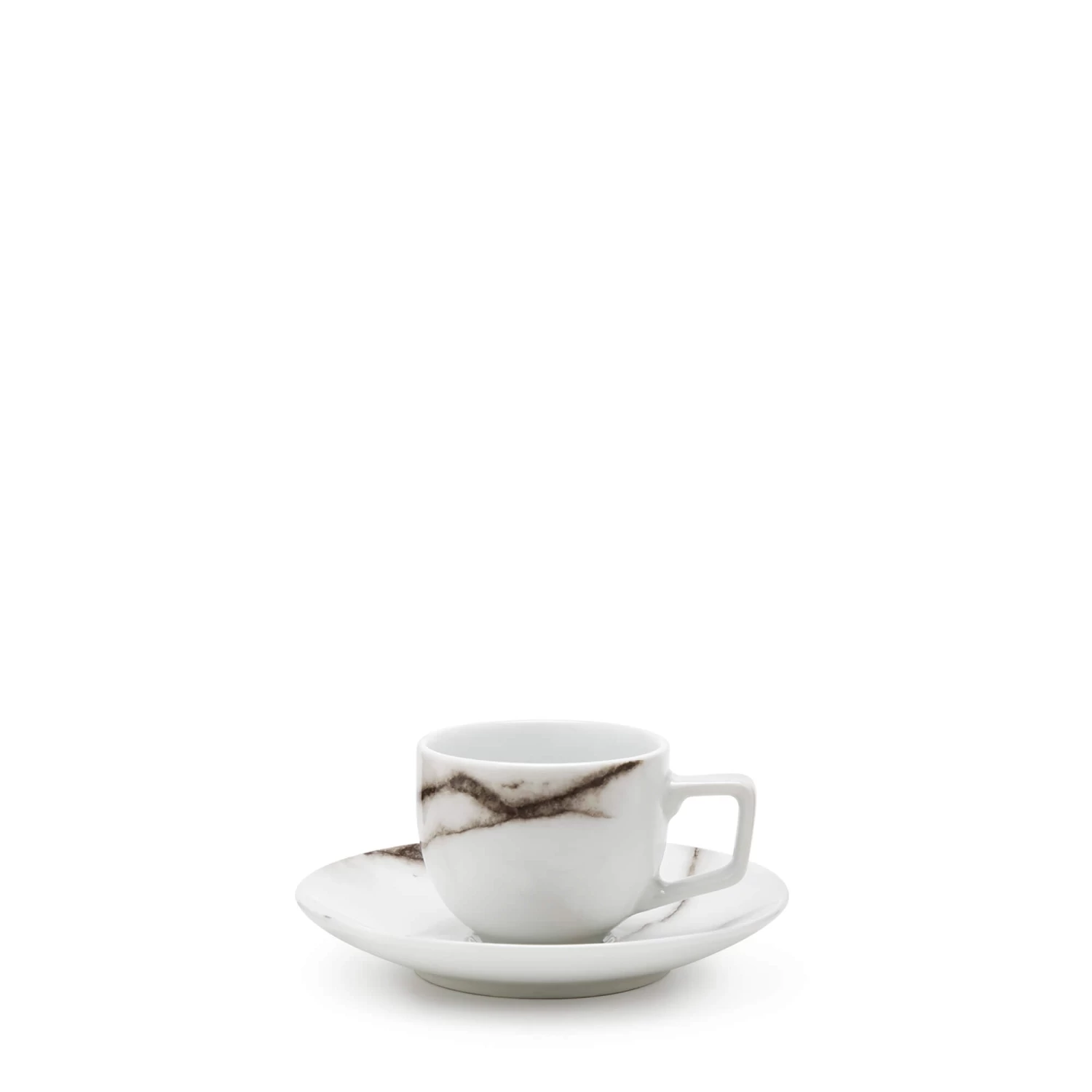 Marble Espresso Cups & Saucers 100mL - Set Of 6 - White 3 Marble Espresso Cups & Saucers 100mL - Set Of 6 - White - Image 3