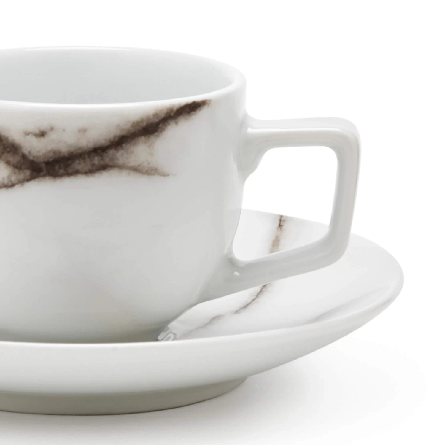 Marble Espresso Cups & Saucers 100mL - Set Of 6 - White 5 Marble Espresso Cups & Saucers 100mL - Set Of 6 - White - Image 5