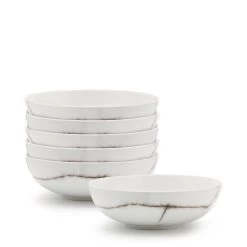 Marble Pasta Bowls 18cm - Set Of 6 - White