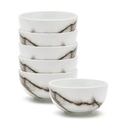 Marble Rice Bowls 11cm - Set Of 6 - White
