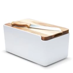 Hudson Bread Bin With Cutting Board Lid - White