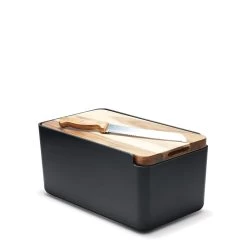Hudson Bread Bin With Cutting Board Lid - Black