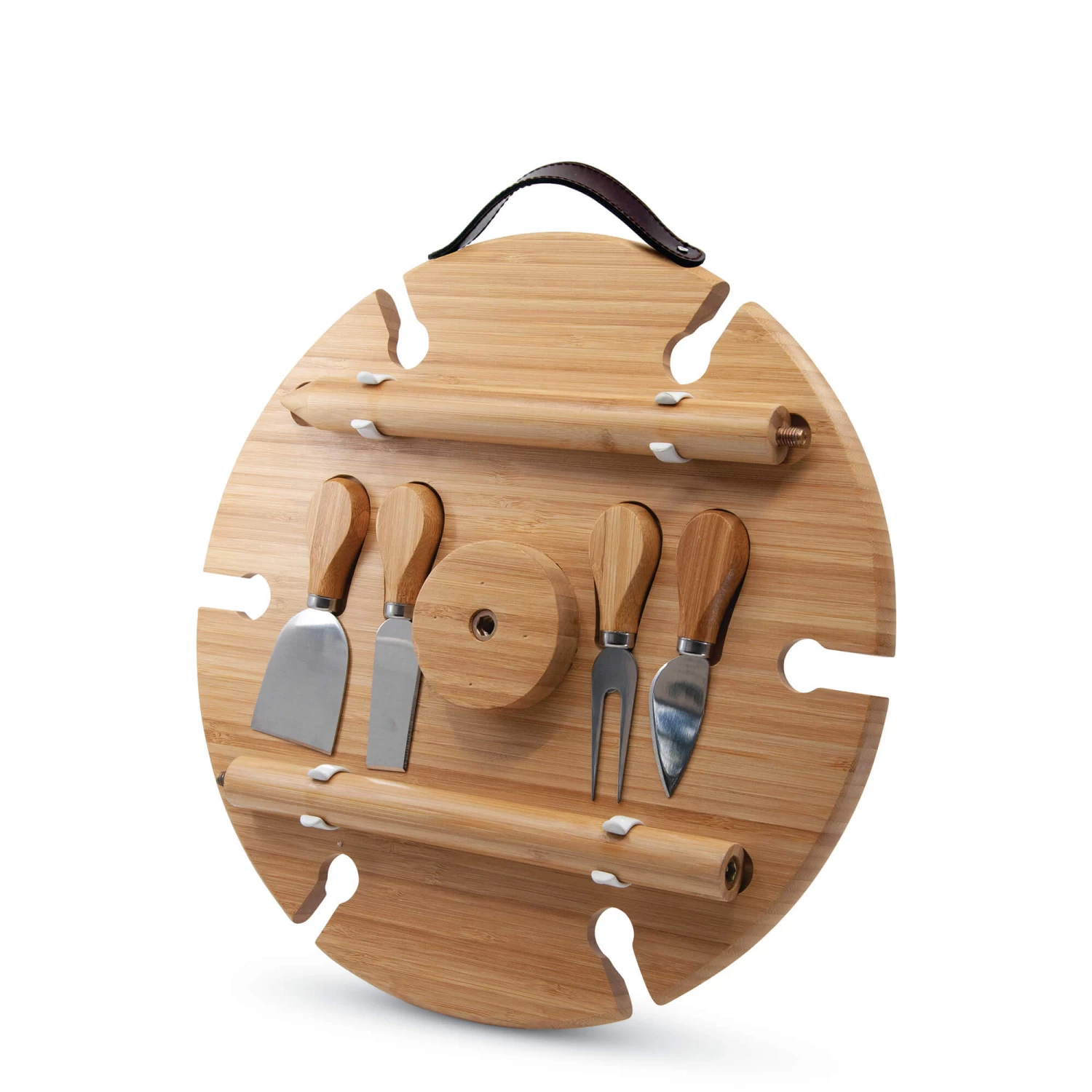 Picnic Circle Wine Tray With Cheese Knives 1 Picnic Circle Wine Tray With Cheese Knives