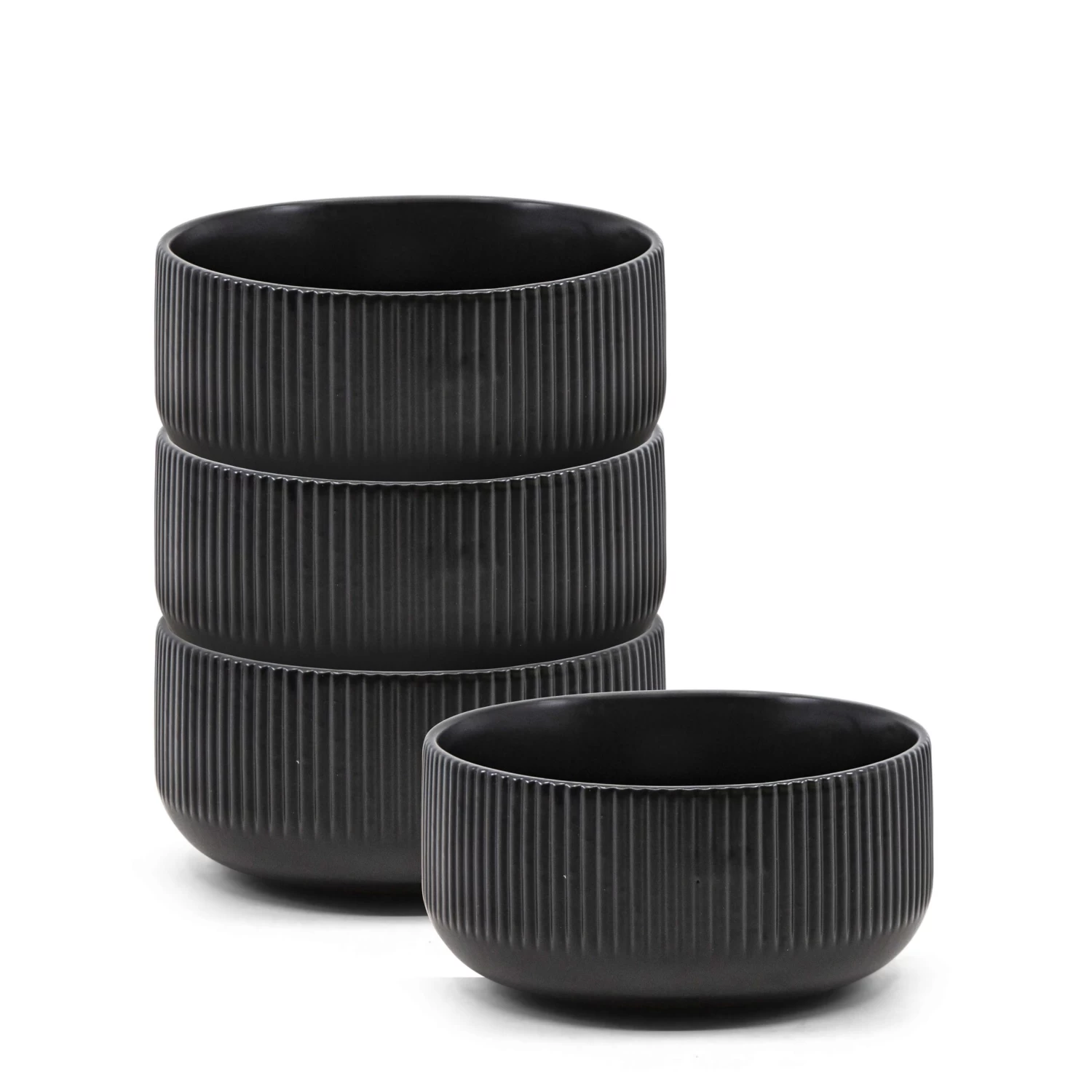 Brae Breakfast Bowls 15 X 8.5cm - Set Of 4 - Black 2 Brae Breakfast Bowls 15 X 8.5cm - Set Of 4 - Black - Image 2