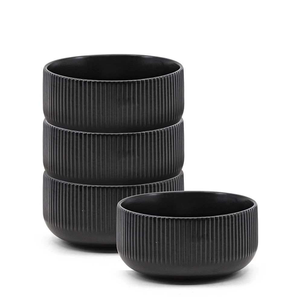 Brae Breakfast Bowls 15 X 8.5cm - Set Of 4 - Black 1 Brae Breakfast Bowls 15 X 8.5cm - Set Of 4 - Black