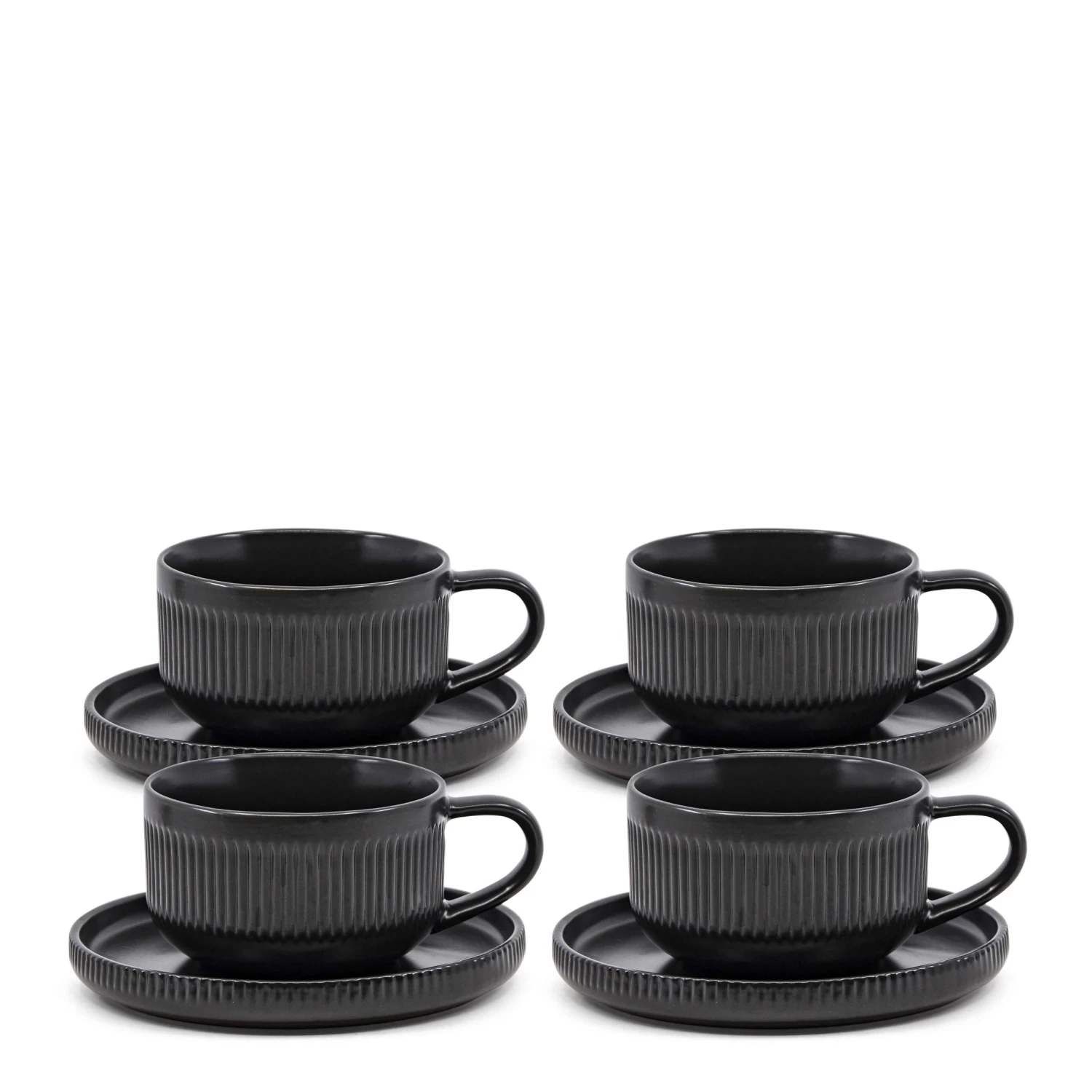 Brae Tea Cups & Saucers 100mL - Set Of 4 - Black 2 Brae Tea Cups & Saucers 100mL - Set Of 4 - Black - Image 2