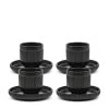 Brae Espresso Cups & Saucers 100mL - Set Of 4 - Black