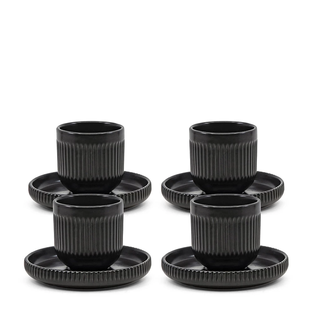 Brae Espresso Cups & Saucers 100mL - Set Of 4 - Black 1 Brae Espresso Cups & Saucers 100mL - Set Of 4 - Black
