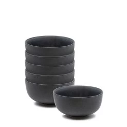 Hue Breakfast Bowls 14 X 7cm - Set Of 6 - Black