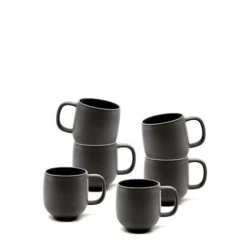 Hue Mugs 380mL - Set Of 6 - Black