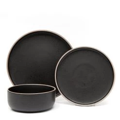 Hana 12 Piece Dinner Set - Black