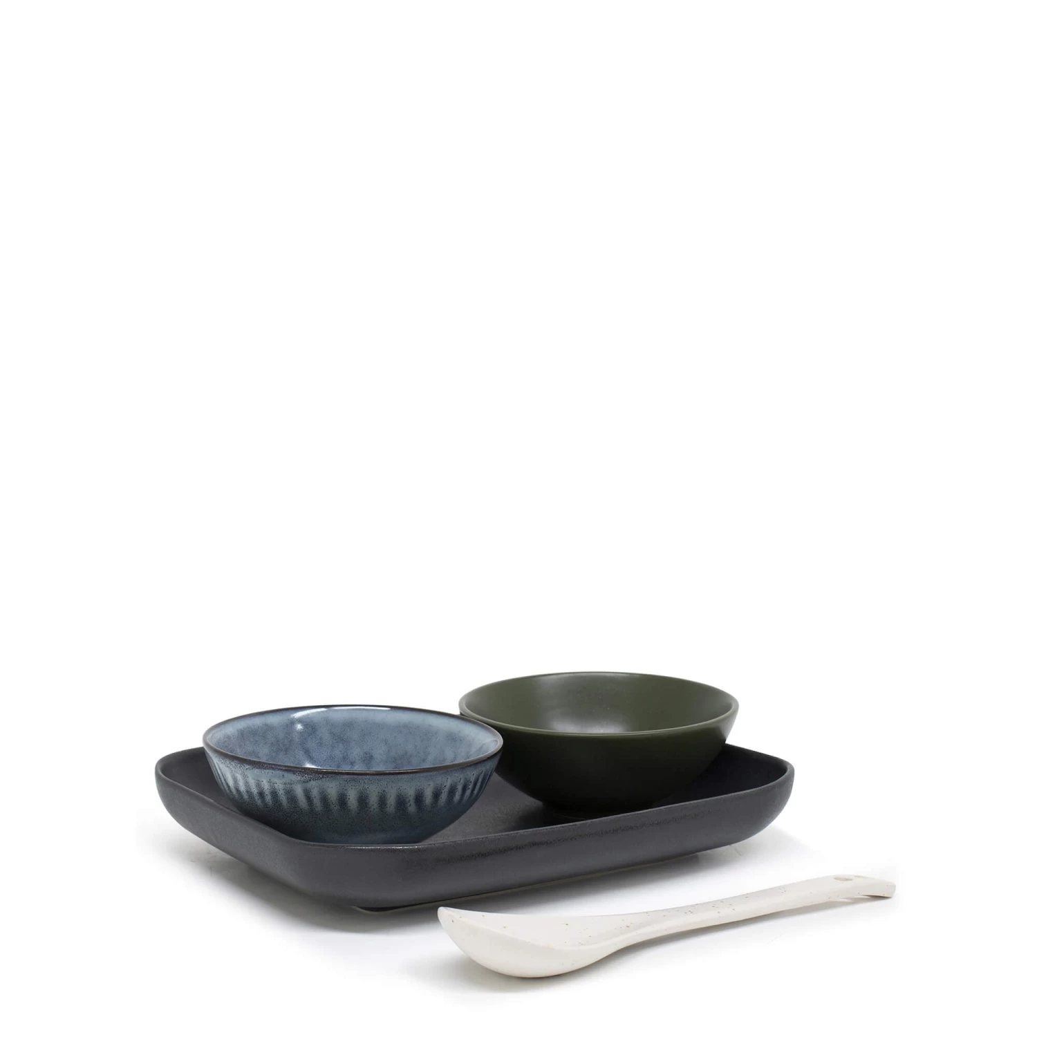 Osaka Side Plate With Rice Bowls & Spoon - 4 Piece - Black 3 Osaka Side Plate With Rice Bowls & Spoon - 4 Piece - Black - Image 3