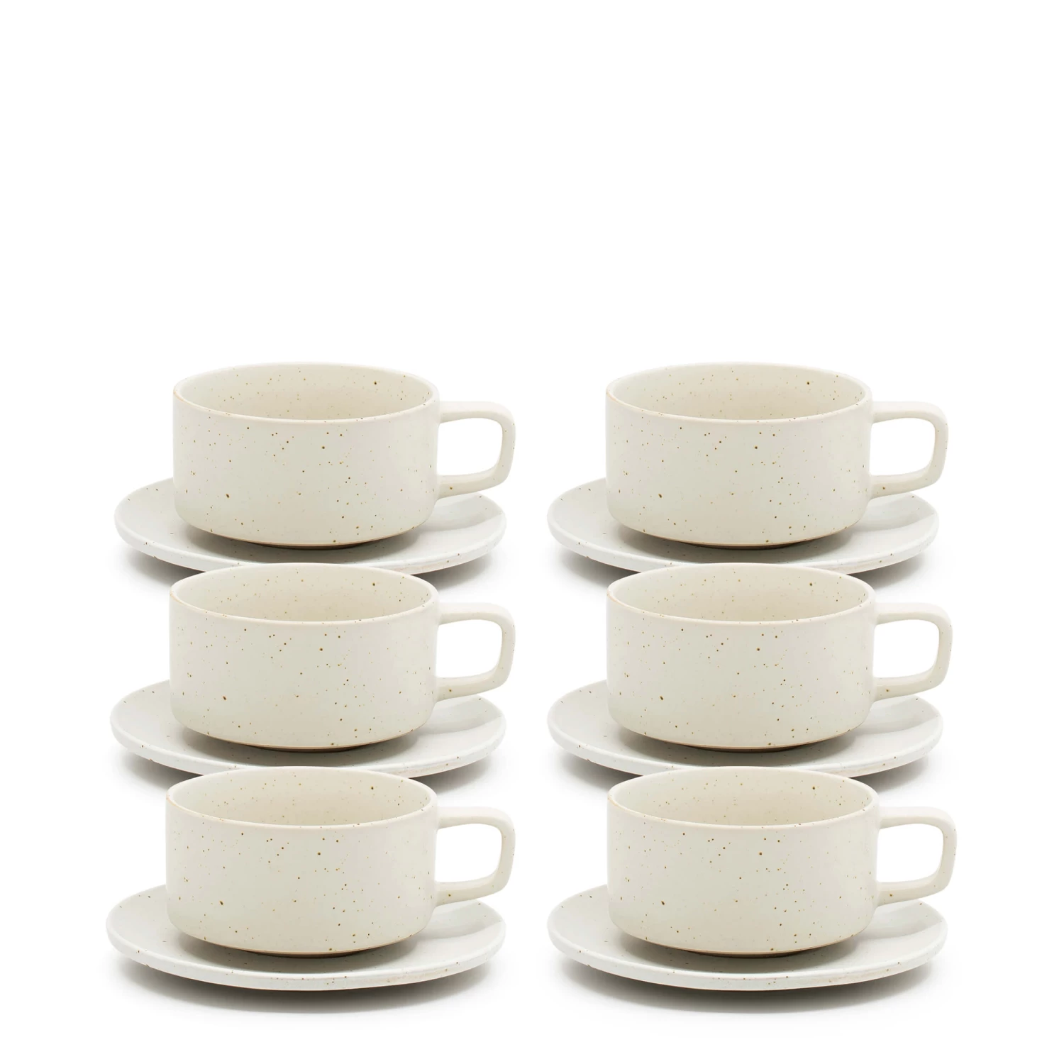 Claro Tea Cups & Saucers 230mL - Set Of 6 - White 1 Claro Tea Cups & Saucers 230mL - Set Of 6 - White
