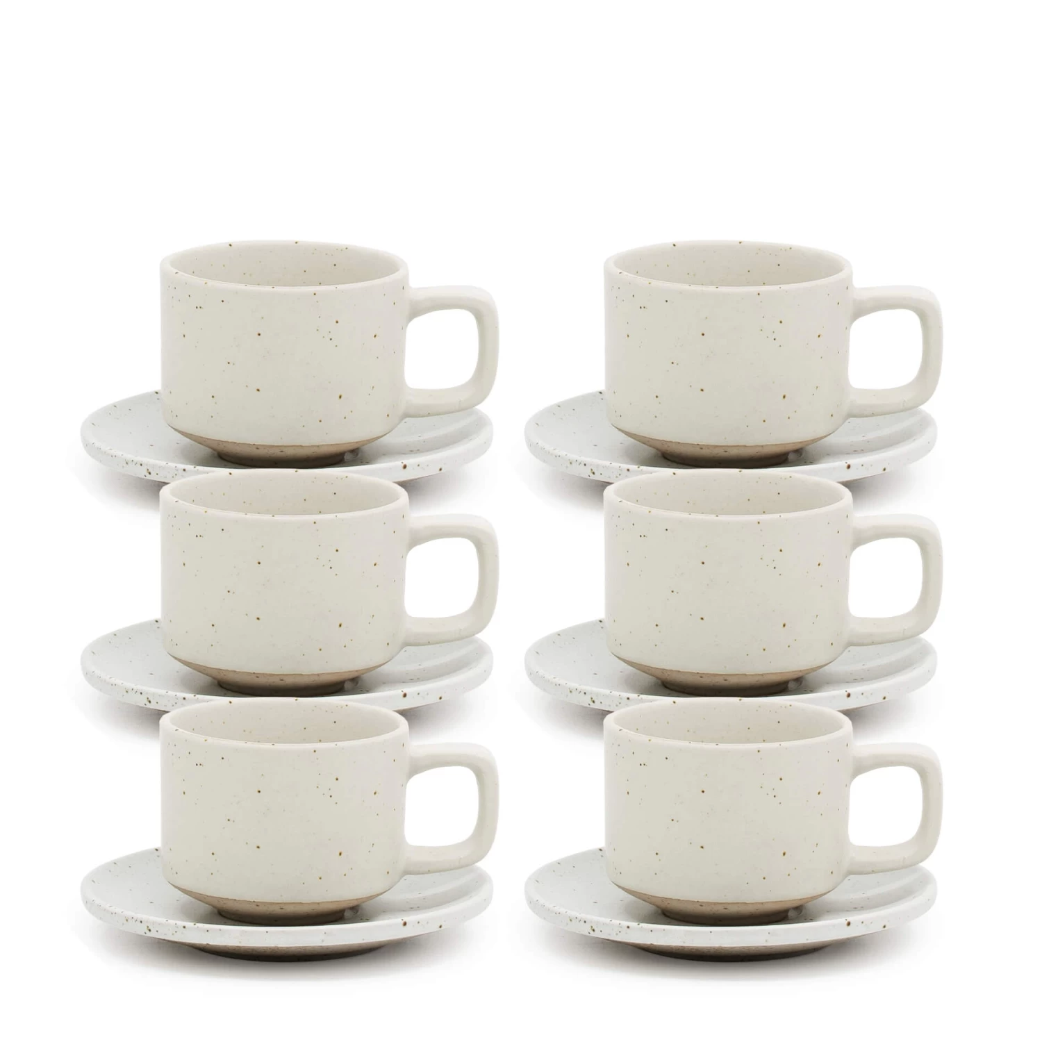 Claro Espresso Cups & Saucers 100mL - Set Of 6 - White 2 Claro Espresso Cups & Saucers 100mL - Set Of 6 - White - Image 2