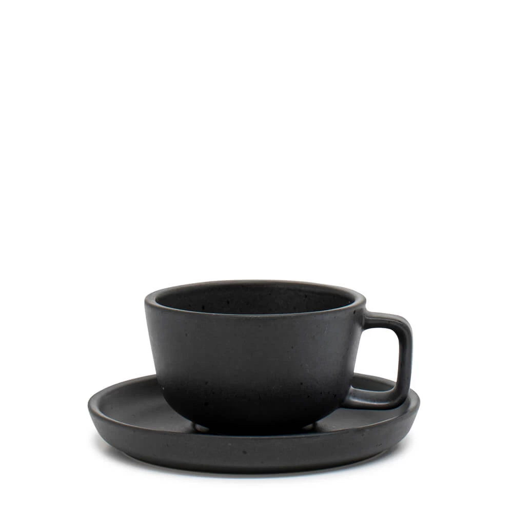 Industry Tea Cups & Saucers 230mL - Set Of 6 - Black 2 Industry Tea Cups & Saucers 230mL - Set Of 6 - Black - Image 2