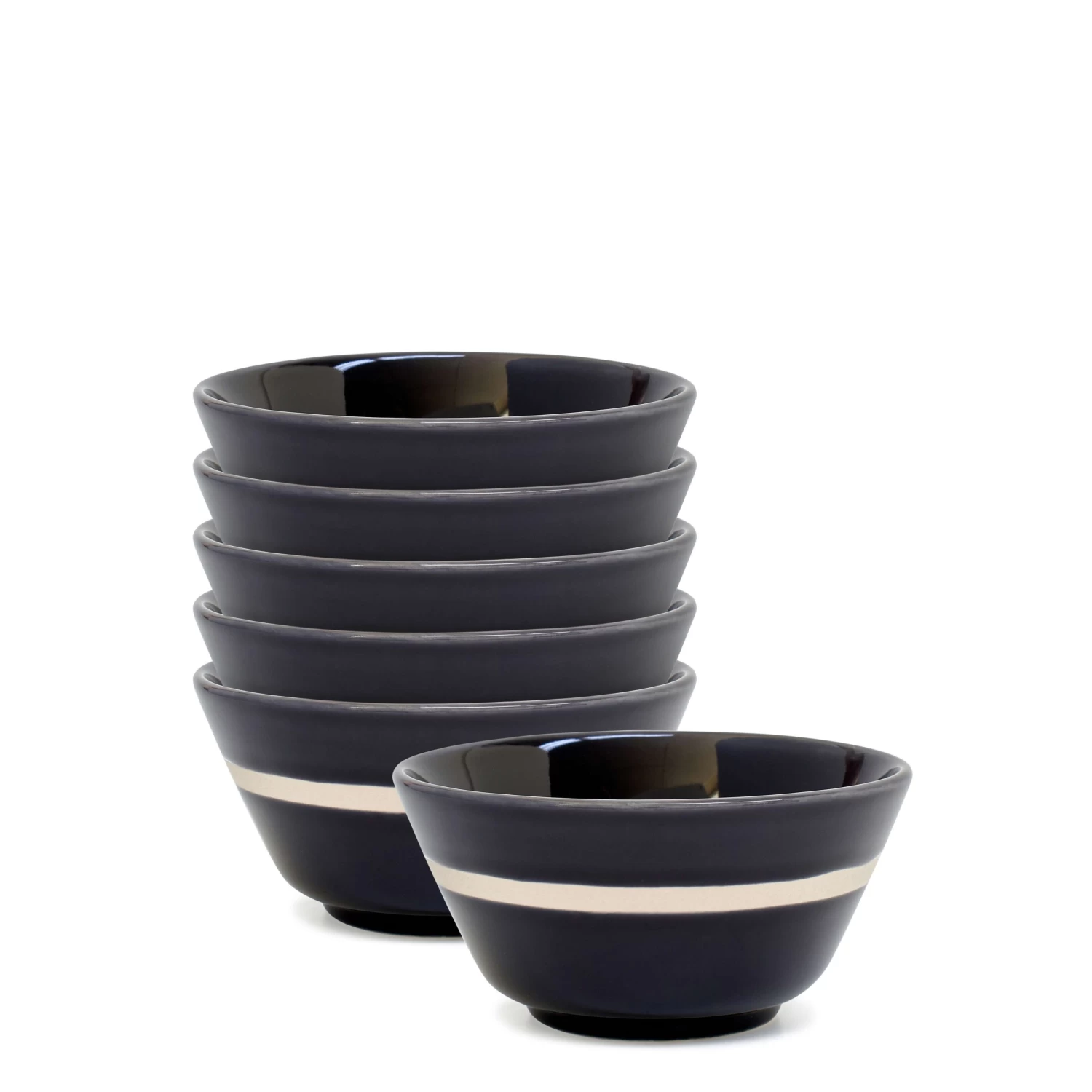 Demi Rice Bowls 10 X 5cm - Set Of 6 - Ink 1 Demi Rice Bowls 10 X 5cm - Set Of 6 - Ink