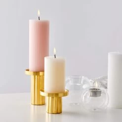 Trad Pillar Candle Holder 8 X 6cm - Gold -Kitchen Sale Store images 2F56544 9