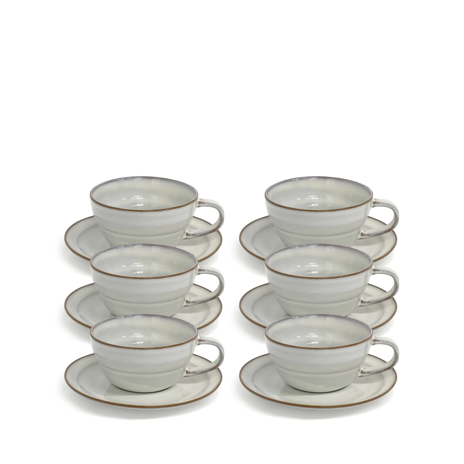 Clover Tea Cups & Saucers 230mL - Set Of 6 - Natural 1 Clover Tea Cups & Saucers 230mL - Set Of 6 - Natural