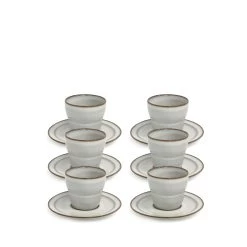 Clover Espresso Cups & Saucers 110mL - Set Of 6 - Natural