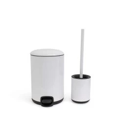Logan Bin & Toilet Brush - Set Of 2 - White