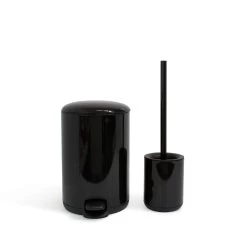 Logan Bin & Toilet Brush - Set Of 2 - Black
