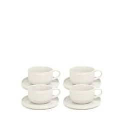 Brae Tea Cups & Saucers 290mL - Set Of 4 - White