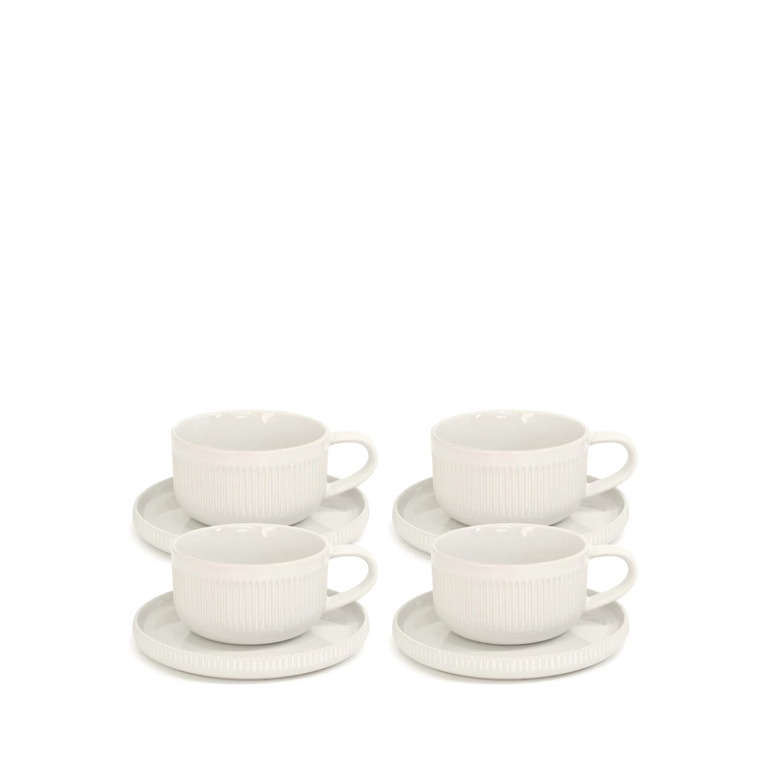 Brae Tea Cups & Saucers 290mL - Set Of 4 - White 1 Brae Tea Cups & Saucers 290mL - Set Of 4 - White