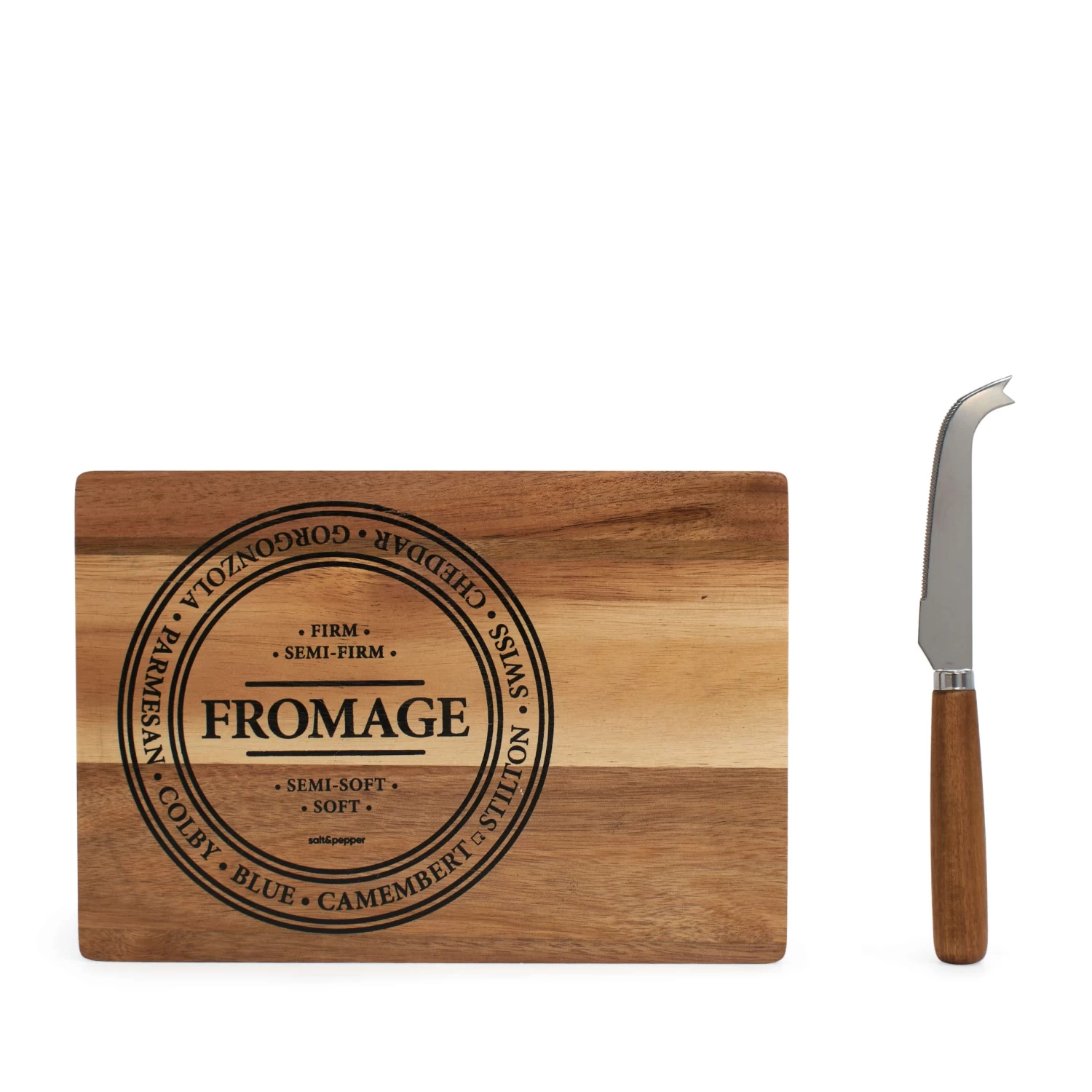 Fromage Cheese Board With Knife 24.5 X 17cm - Set Of 2 1 Fromage Cheese Board With Knife 24.5 X 17cm - Set Of 2